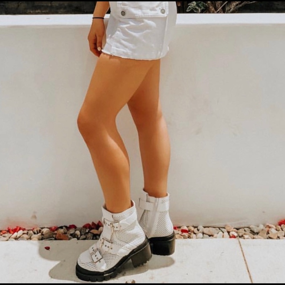 Jeffrey Campbell White Buckle Boots